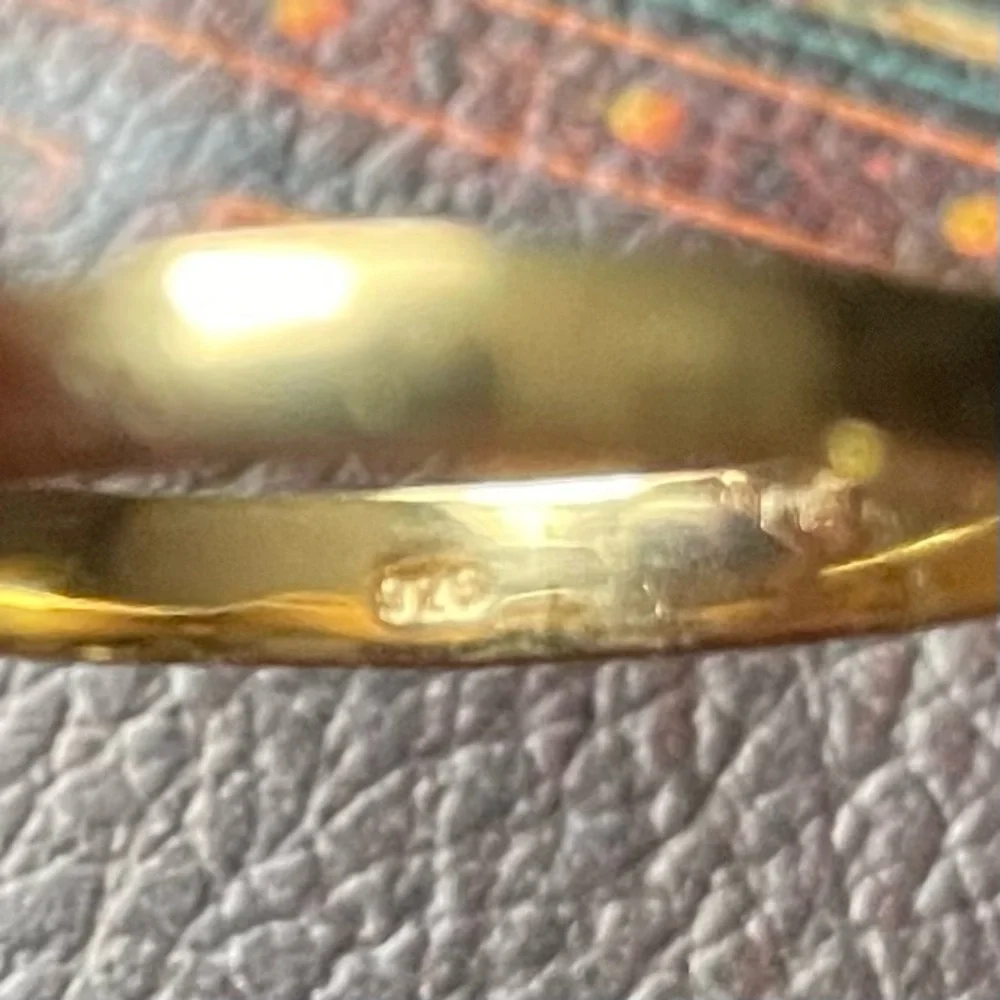 Gold Plate Lab Sapphire Star Etched Design Sterling Silver Ring size 9 Artisan